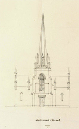 Buttevant Church. Diocese of Cloyne. West Elevation. James Pain and G.R. Pain 1826. Greek Cross Plan