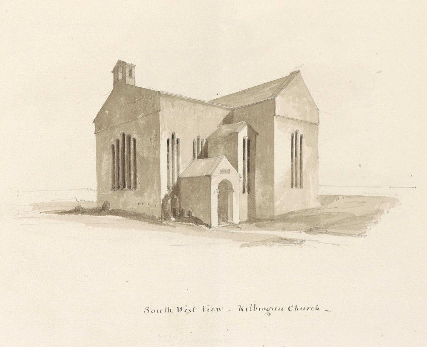 South West View of Kilbrogan Church (Kinsale). Diocese of Cork. Built in 1625, enlarged in 1829. Rebuilt from 1855 by Joseph Welland