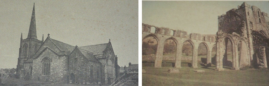 Left- All Saints' Church, Mullingar Right- Ruins of Llanthony Abbey. Images from Mullingar Union of Parishes