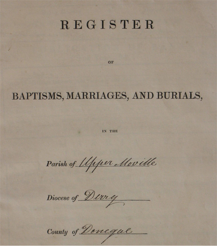 A large consignment of records from Moville in county Donegal and the diocese of Raphoe included early registers such as the combined register of baptisms, 1804-1875; marriages 1804-1844; burials 1812-1983 and banns, 1814-1833. RCB Library P1128.1.1