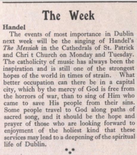 Notice from the Church of Ireland Gazette, 10 April 1942, about the forthcoming event.