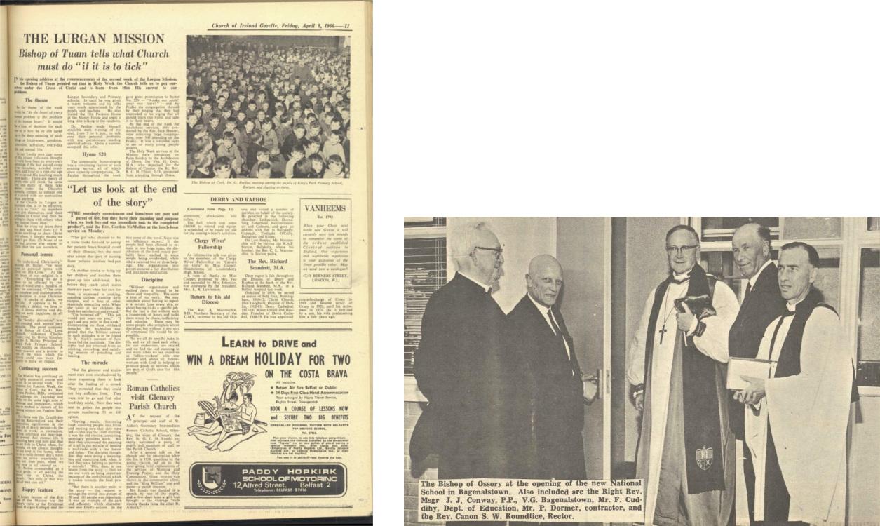 Left: Church of Ireland Gazette, 8 Apr. 1966, p. 11; Right: Church of Ireland Gazette, 19 July 1968, p. 7