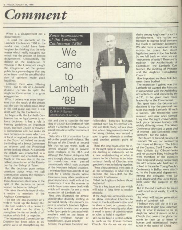 Church of Ireland Gazette, 26 August 1988