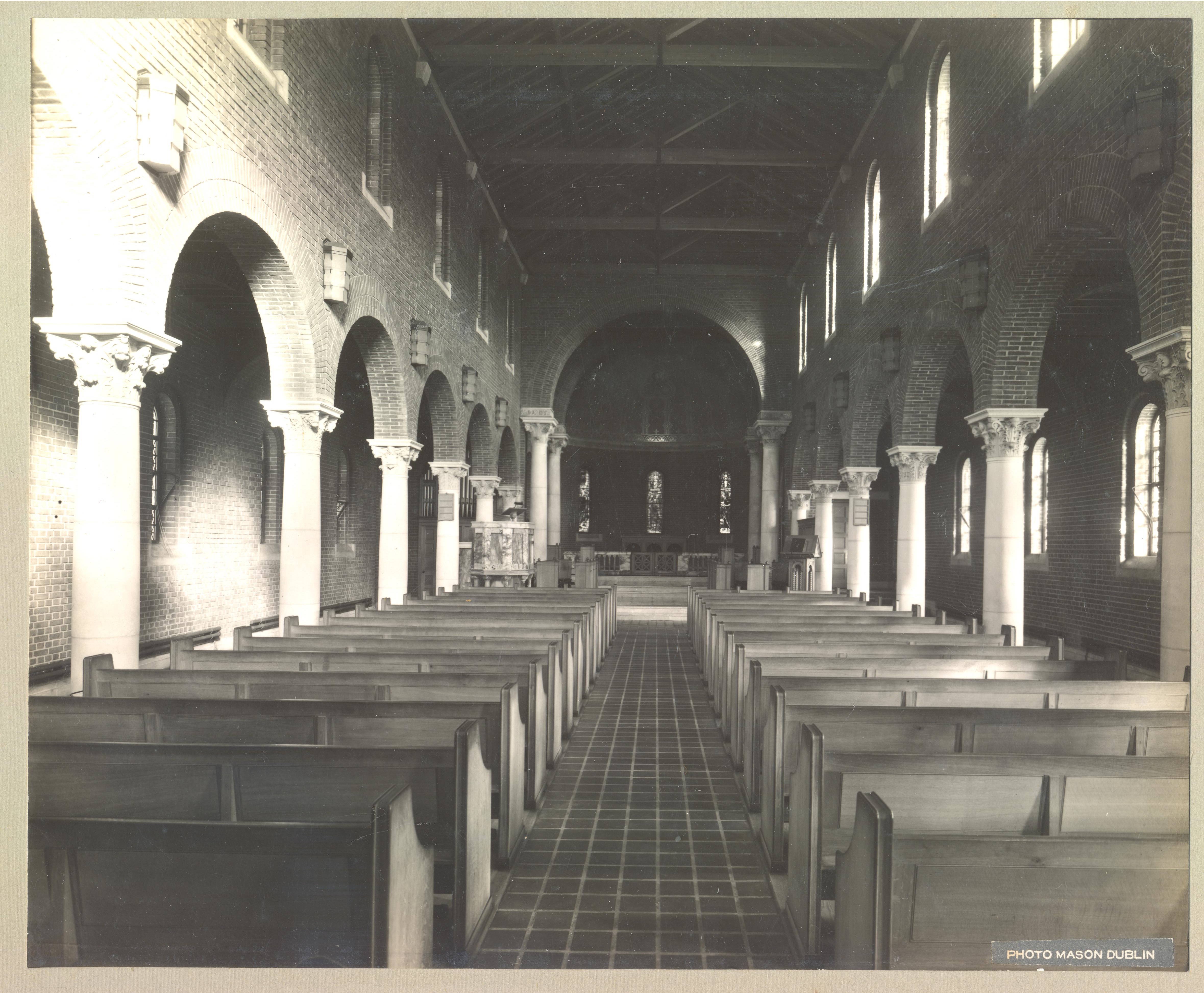 An undated image of the interior of the new church, perhaps taken at the same time as the photograph listed earlier showing the completed church. RCB Library P.80.29.3