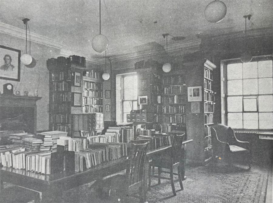 The only interior photograph known to survive of the original RCB Library at 52 St Stephen's Green - Church of Ireland Gazette, 3 April 1970