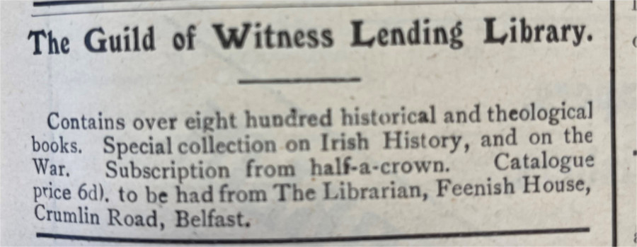 By 1915, this was operating from Feenish House, on the Crumlin Road Belfast, Church of Ireland Gazette, 7 May 1915