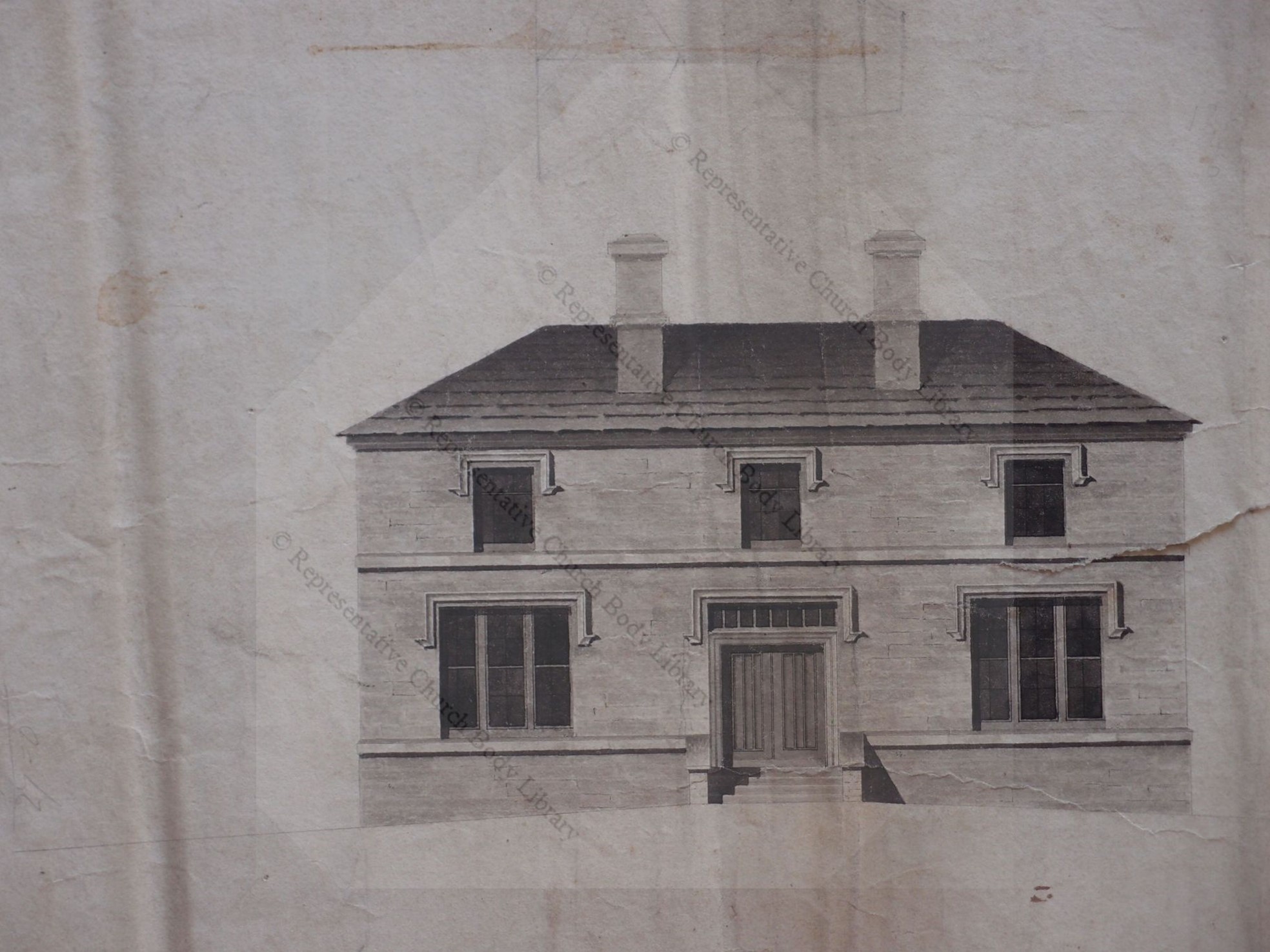 Unsigned, “Finglas Glebe House. Diocese of Dublin. Front Elevation ,” RCB Library - Architectural Drawings, accessed April 4, 2023, https://archdrawing.ireland.anglican.org/items/show/4605.