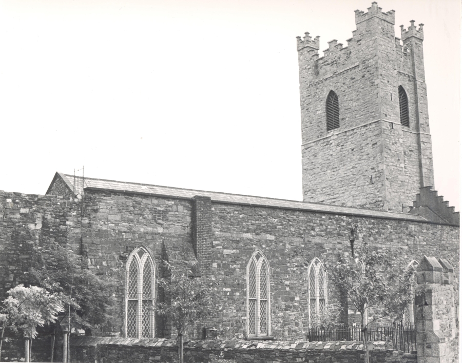 Side elevation of St Audoen's as photographed by Richard Coe, Blessington. A copy of this image is available in the papers of the late Canon John Crawford, RCB Library Ms 465. We are grateful to Richard Coe for permission to reproduce his image.