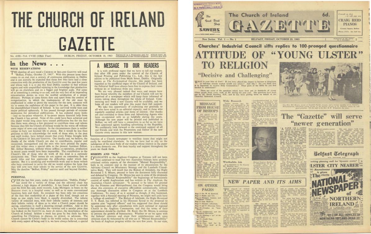 Contrasting pages of old and new series of the Gazette, October 1963.