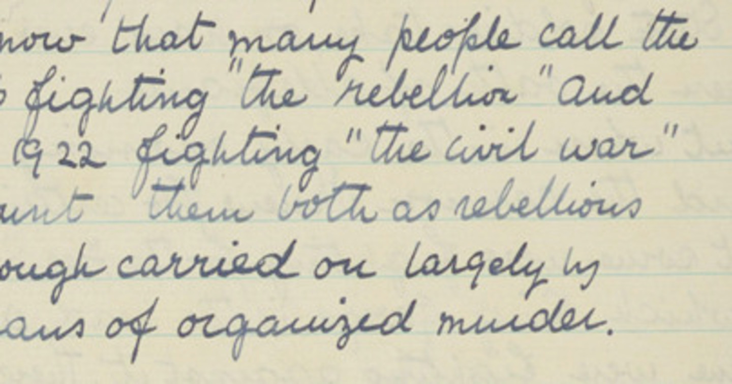 Handwritten note on ‘rebellion', RCB Library Ms 253/4