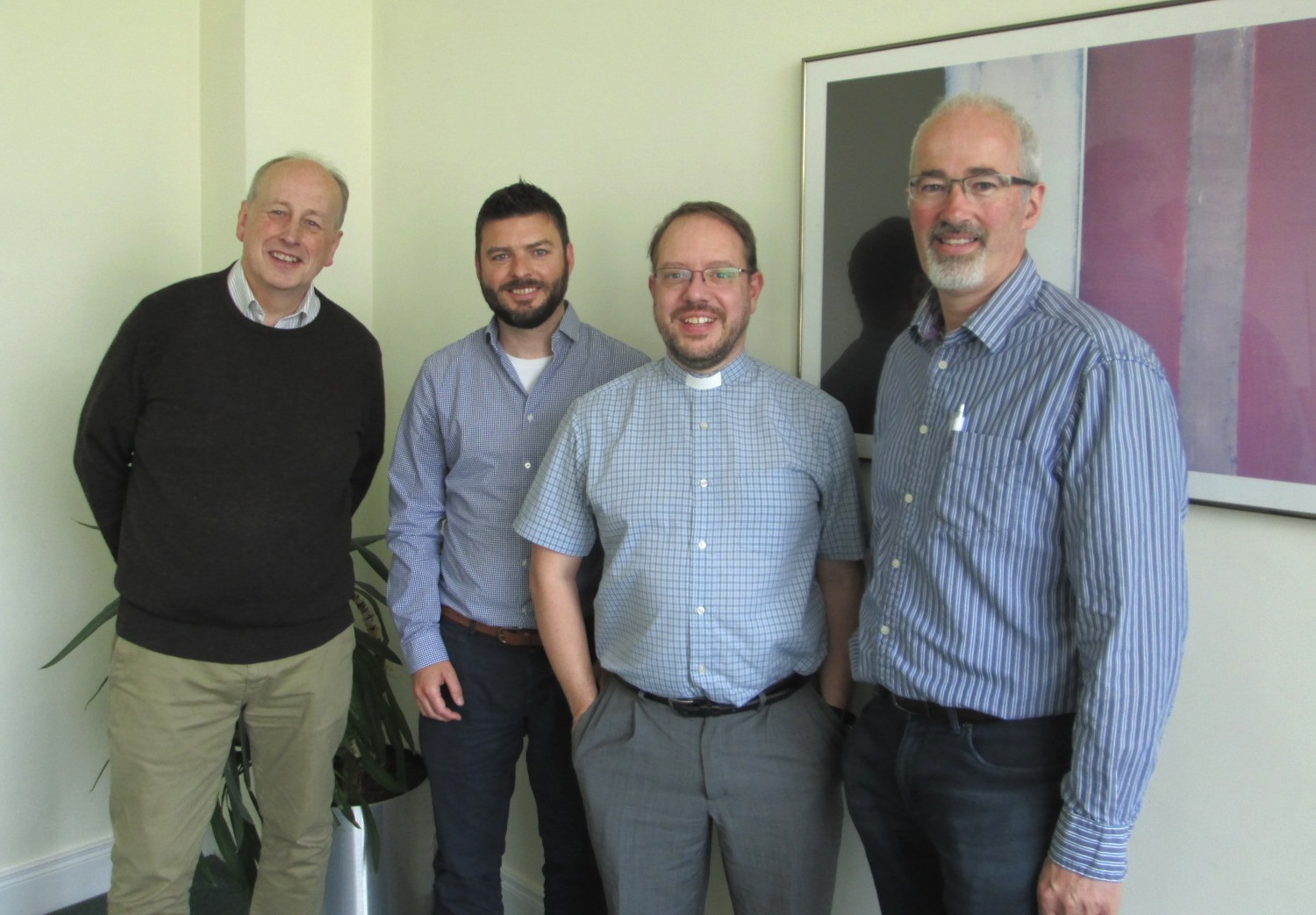 Sam Moore, Director, Innovista Ireland, (second left) with the Council for Mission's officers (from left) Derek Neilson, Treasurer; the Revd Adam Pullen, Chairman; and the Revd Cliff Jeffers, Secretary.