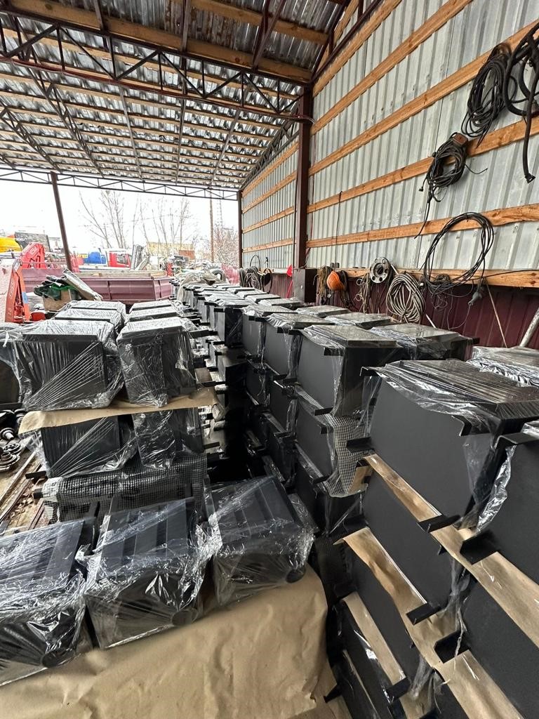 Stoves in storage and ready for distribution in Ukraine.