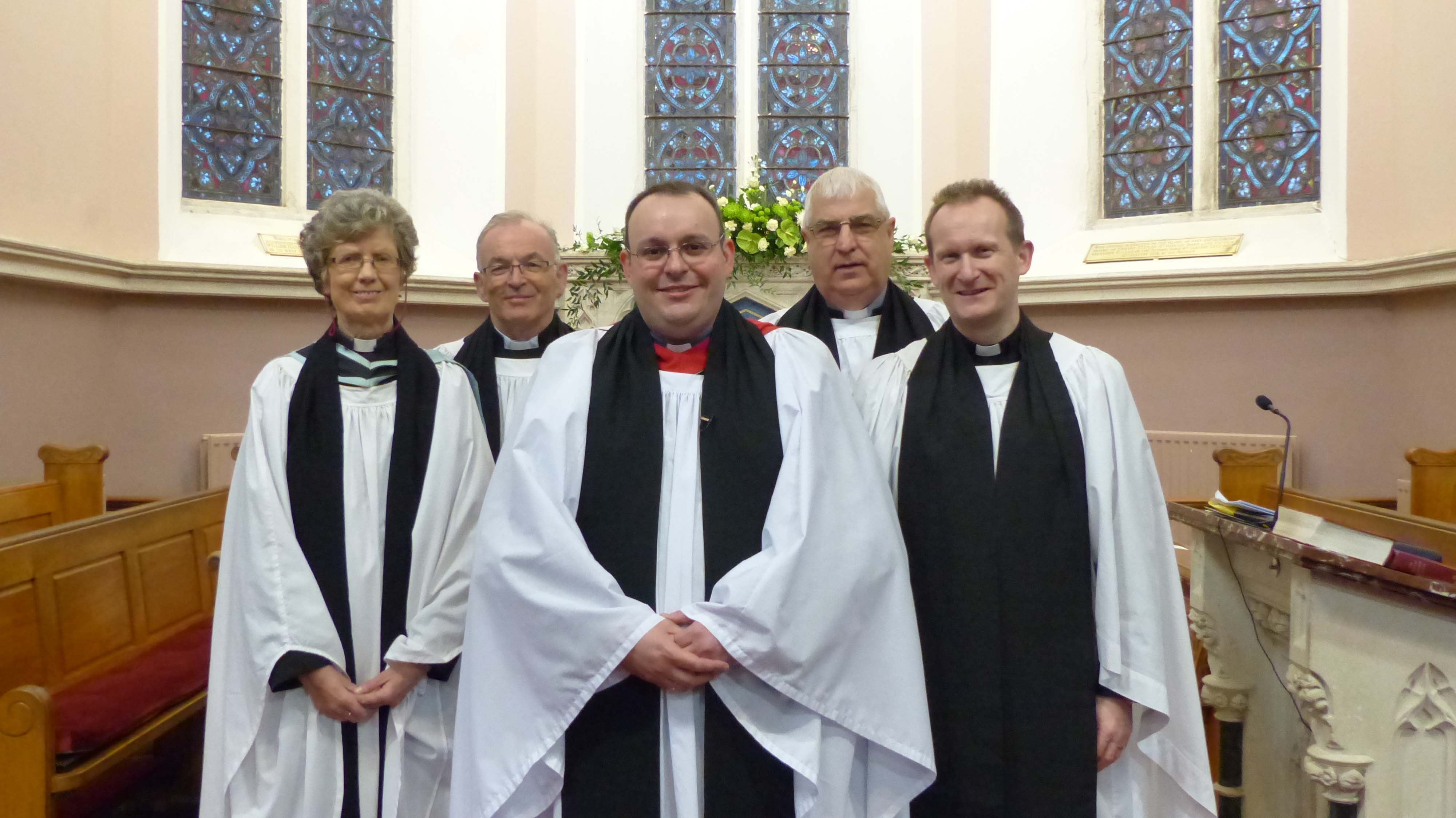 Mark with his year group from college – the Revd Amelia McWilliams, the Revd Ivan Dungan, the Revd William Anderson, and the Revd Adrian Halligan.