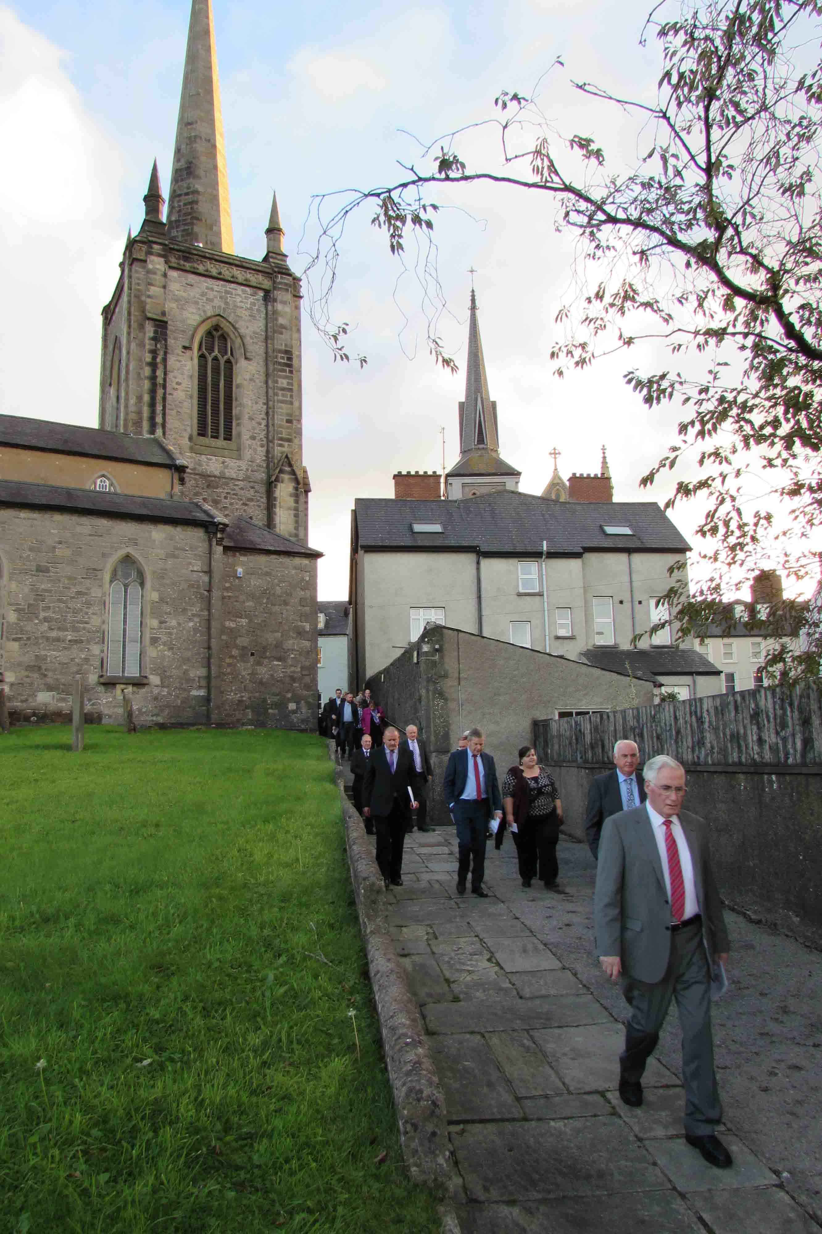 Members of Clogher Diocesan Synod making their way from St Macartin's Cathedral following a Service of Holy Communion to the Cathedral Hall for the Clogher Diocesan Synod on Thursday, 27th September 2018.