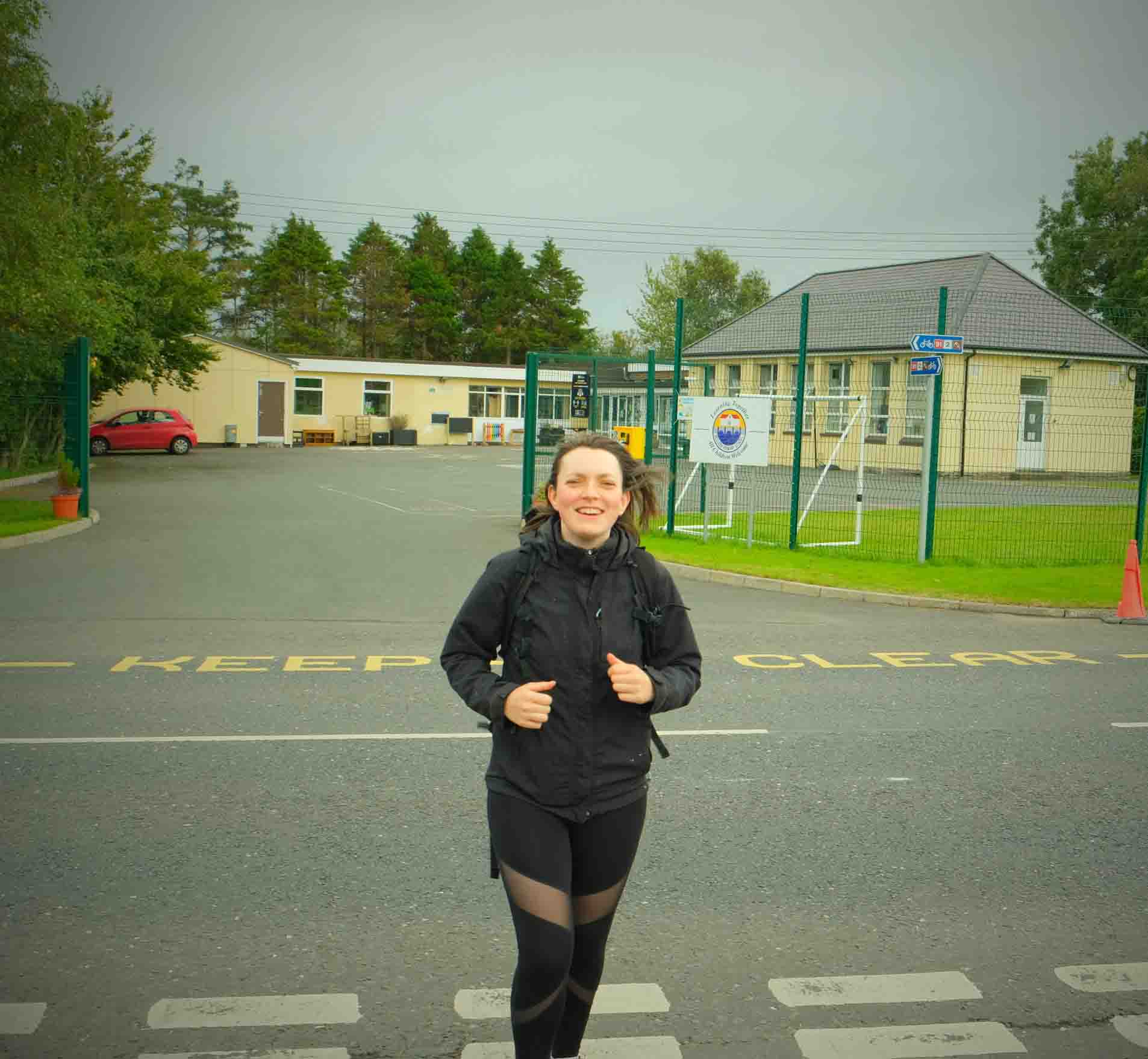 The Revd Rebecca Guildea on one of her runs from Belleek Primary School.