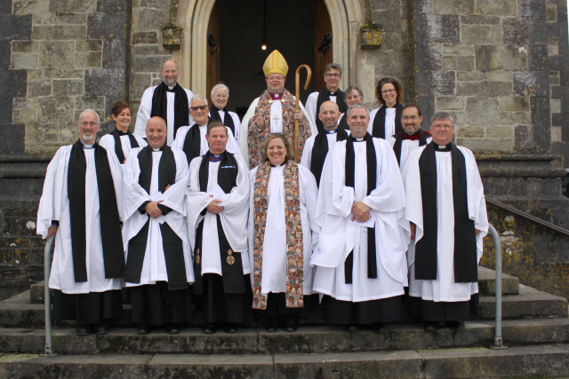 Some of the clergy from the parishes with primary schools, together with the Bishop.
