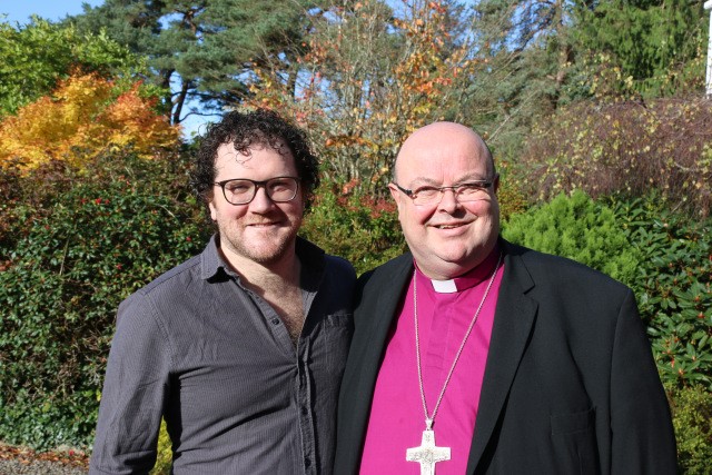 Pádraig Ó Tuama with Bishop Paul Colton.