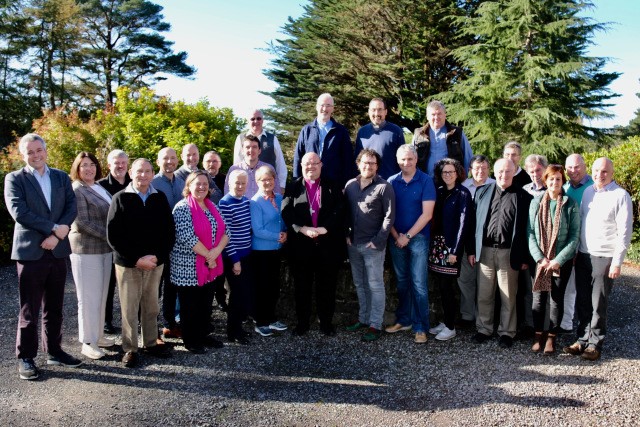 Some of the clergy of Cork, Cloyne and Ross at Ballylickey with Pádraig Ó Tuama and Bishop Paul Colton.
