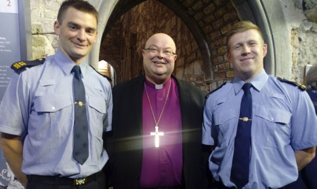 The Bishop of Cork, Dr Paul Colton, with two members of An Garda Síochána who attended the Limerick City Civic Service in St Mary's Cathedral, Limerick.