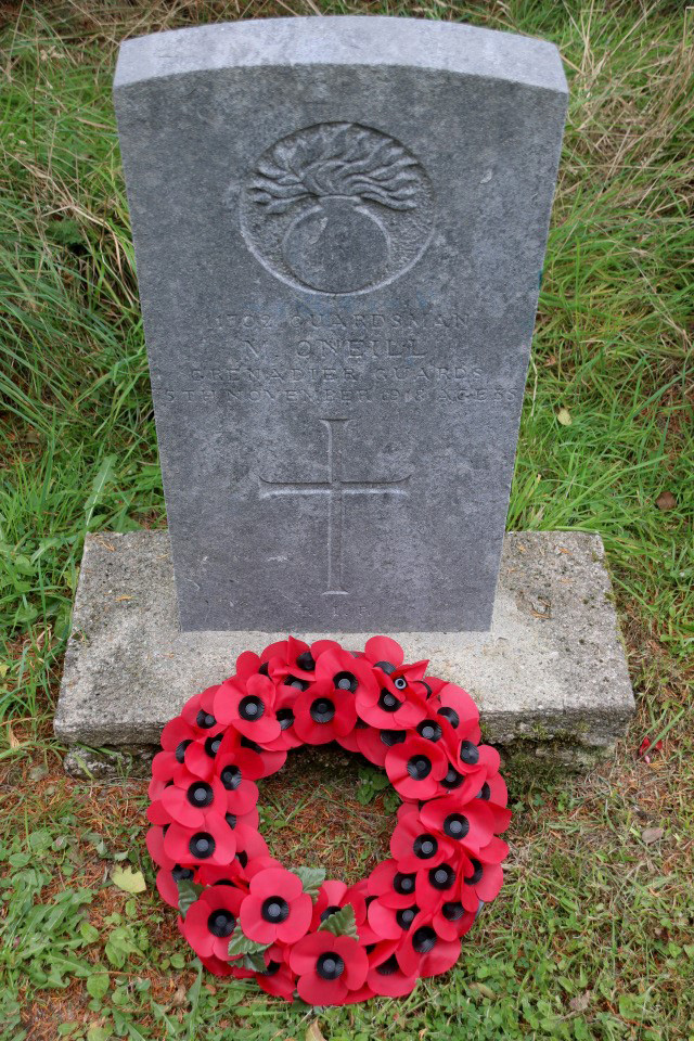 The grave of Private Michael O'Neill who served in the First World War, made it home near the end of the war and died of the ‘Spanish' flu.