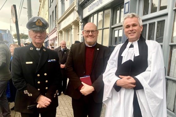 From left: Fr Desmond Campion, Naval Service Chaplain; Fr Tom McDermott, Administrator of Cobh Cathedral; Revd Paul Arbuthnot, Rector of Cobh and Glanmire Union of Parishes.