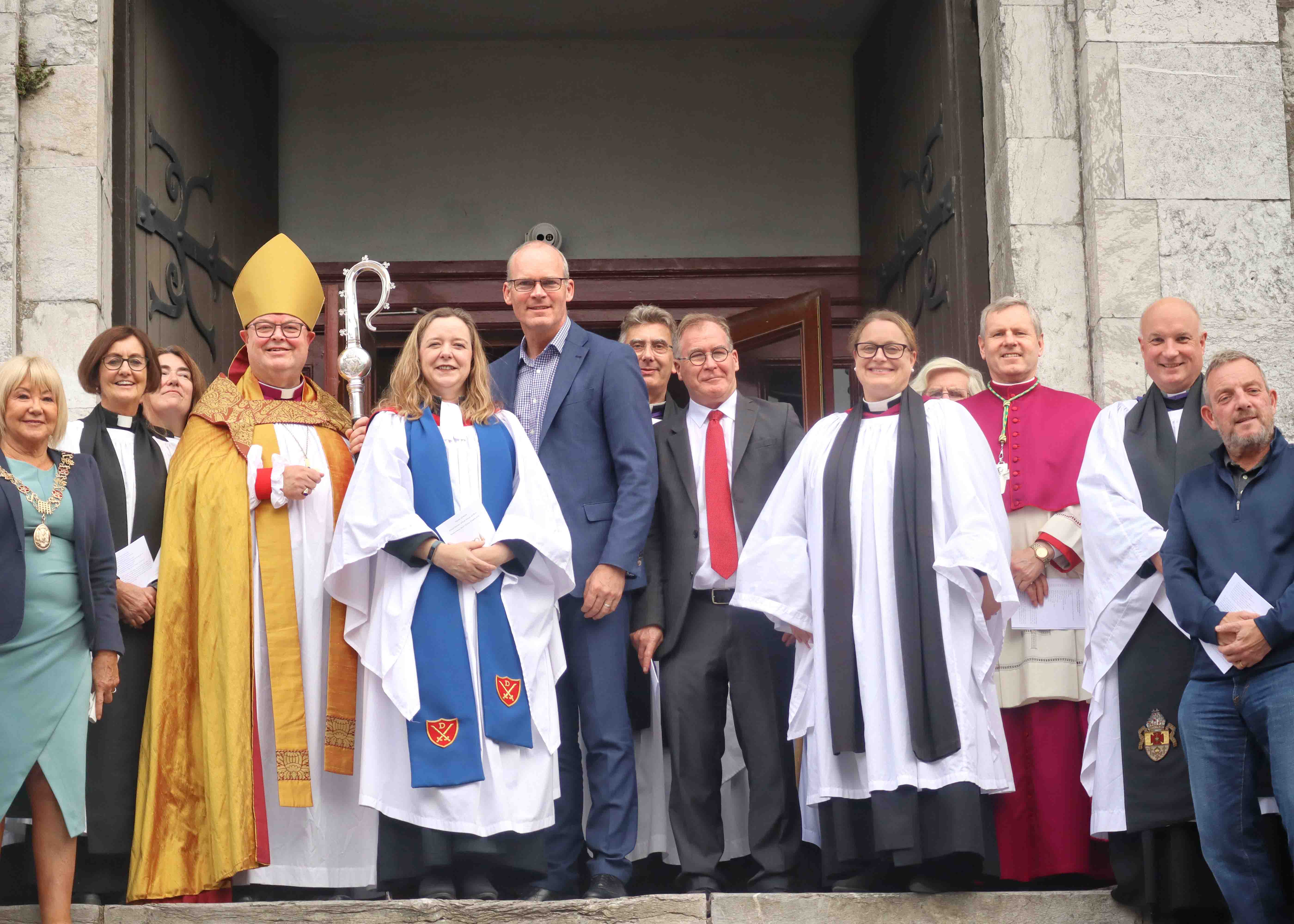 Clergy and guests after the service outside Saint Anne's Church, Shandon.
