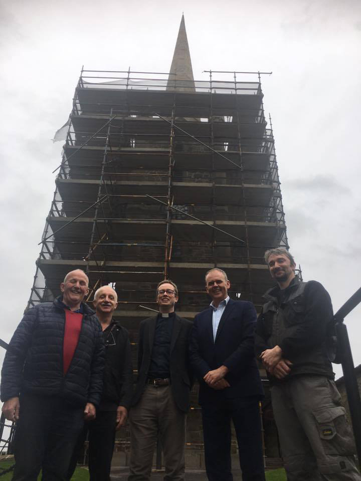 Left to right: Gordon Robinson and David Henderson (Select Vestry), Archdeacon David Huss (Rector), Dep. Joe McHugh TD (Minister for the Irish language, Gaeltacht and the Islands) and Nigel Elvin (Select Vestry) outside Donegal Parish Church.