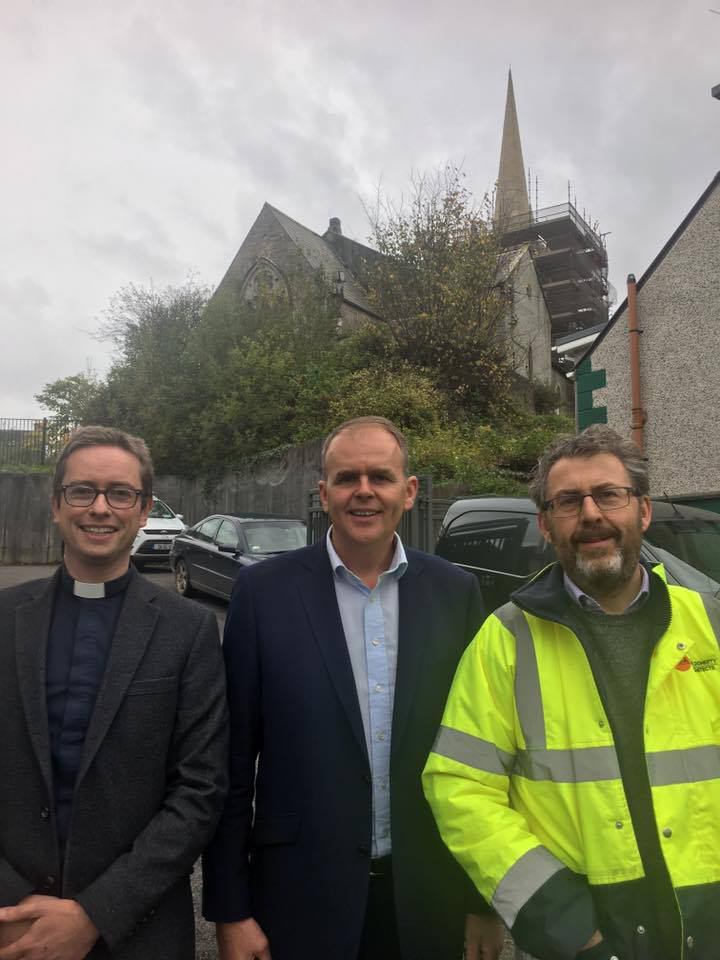Left to right: Archdeacon David Huss with Minister Joe McHugh TD and Paul Doherty (architect).