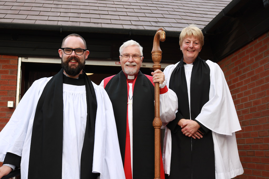 The Revd Andrew Irwin, Bishop Harold Miller and the Revd Myrtle Morrison.