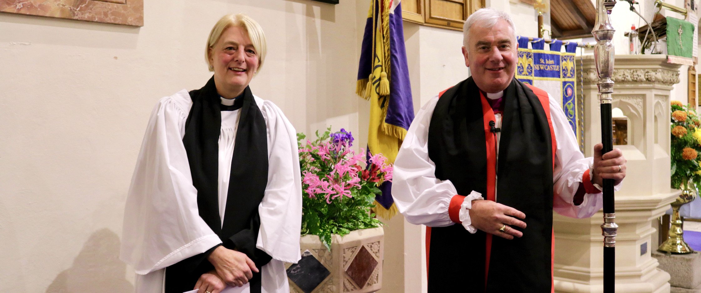 The Revd Myrtle Morrison with Bishop David McClay.