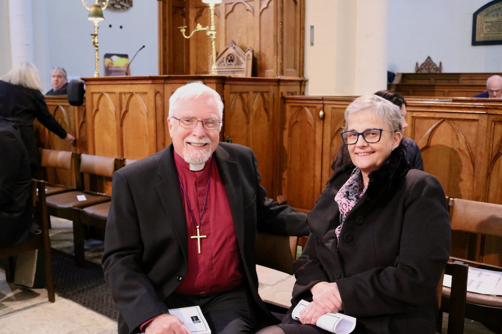 The Rt Revd Harold Miller, former bishop of the diocese, with Baroness Margaret Ritchie.