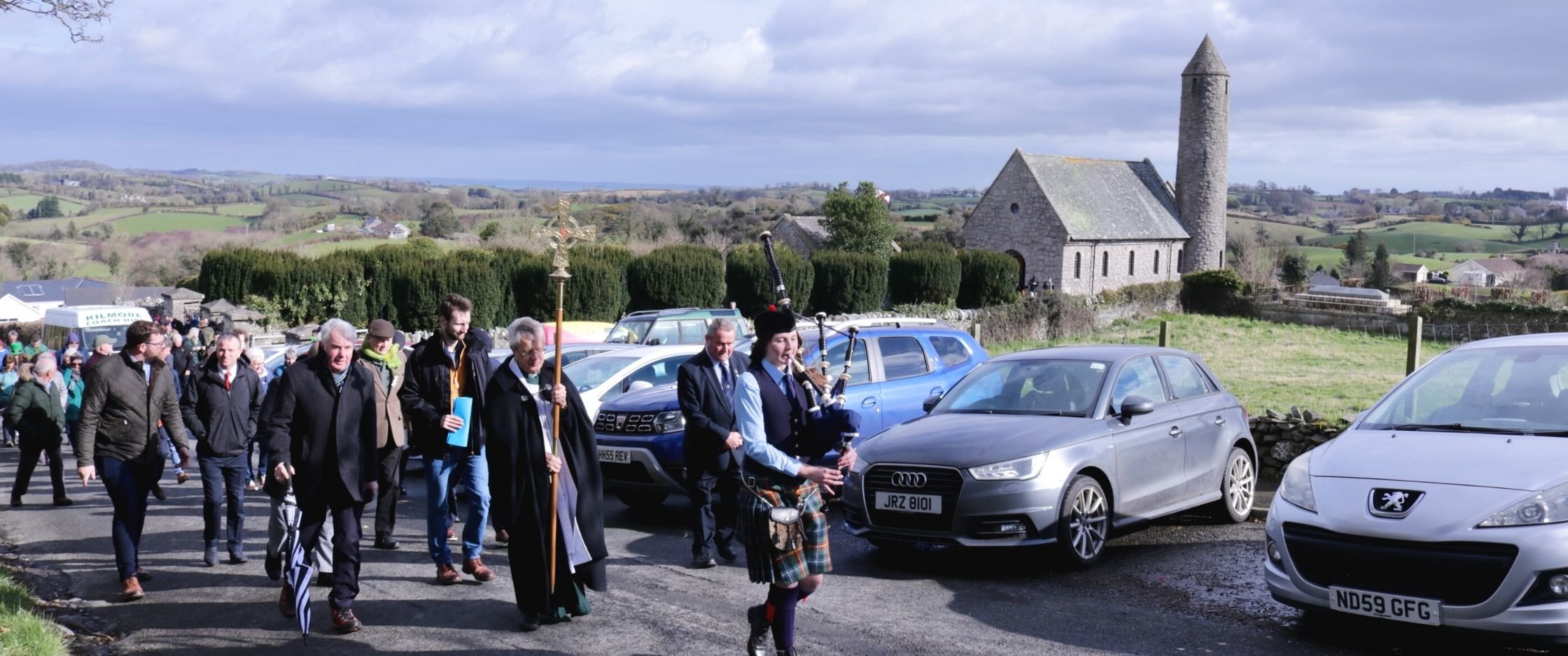 The pilgrimage sets off from Saul Church.