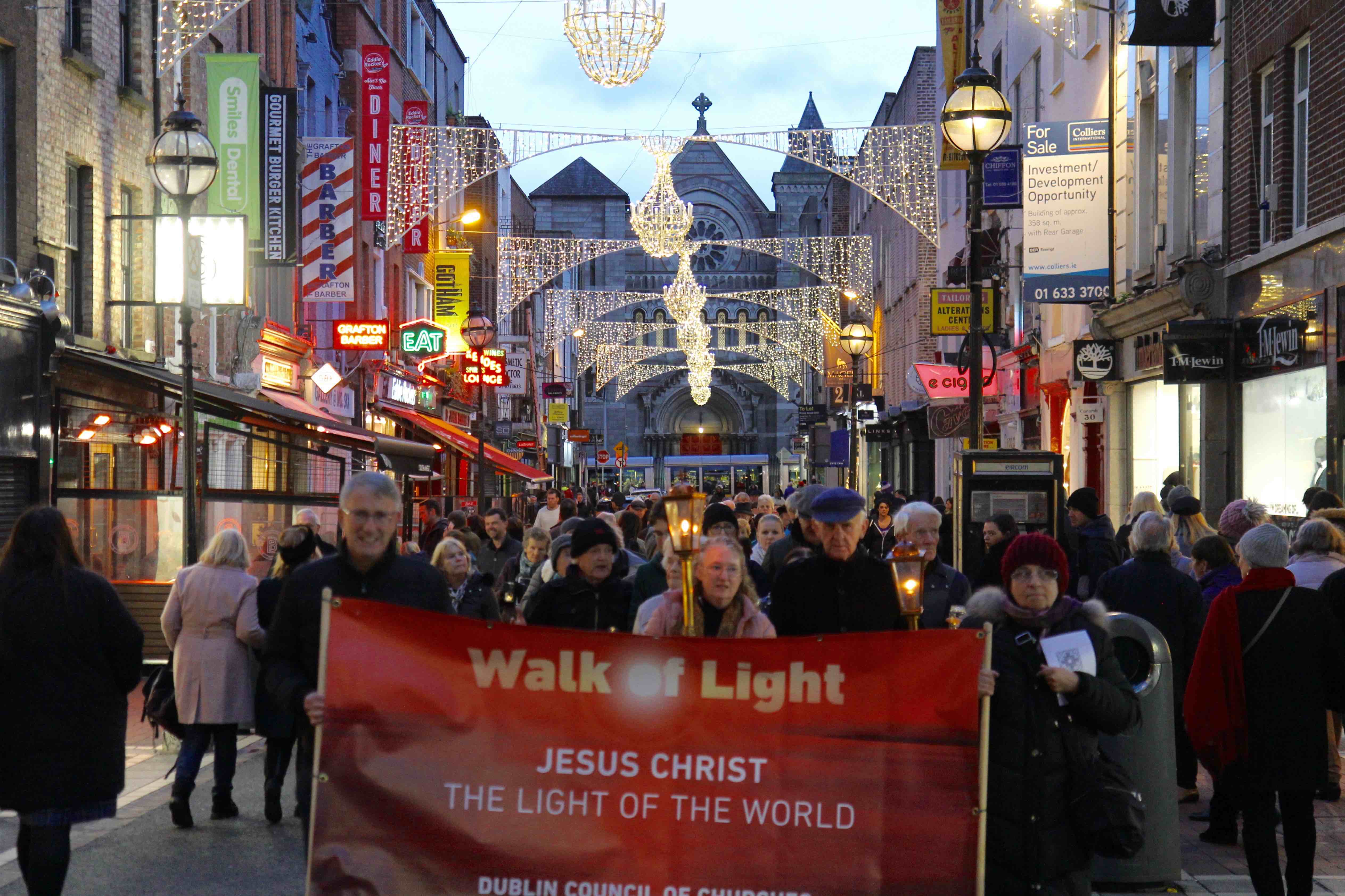 The Walk of Light on South Anne Street, Dublin, leaving St Ann's Church.