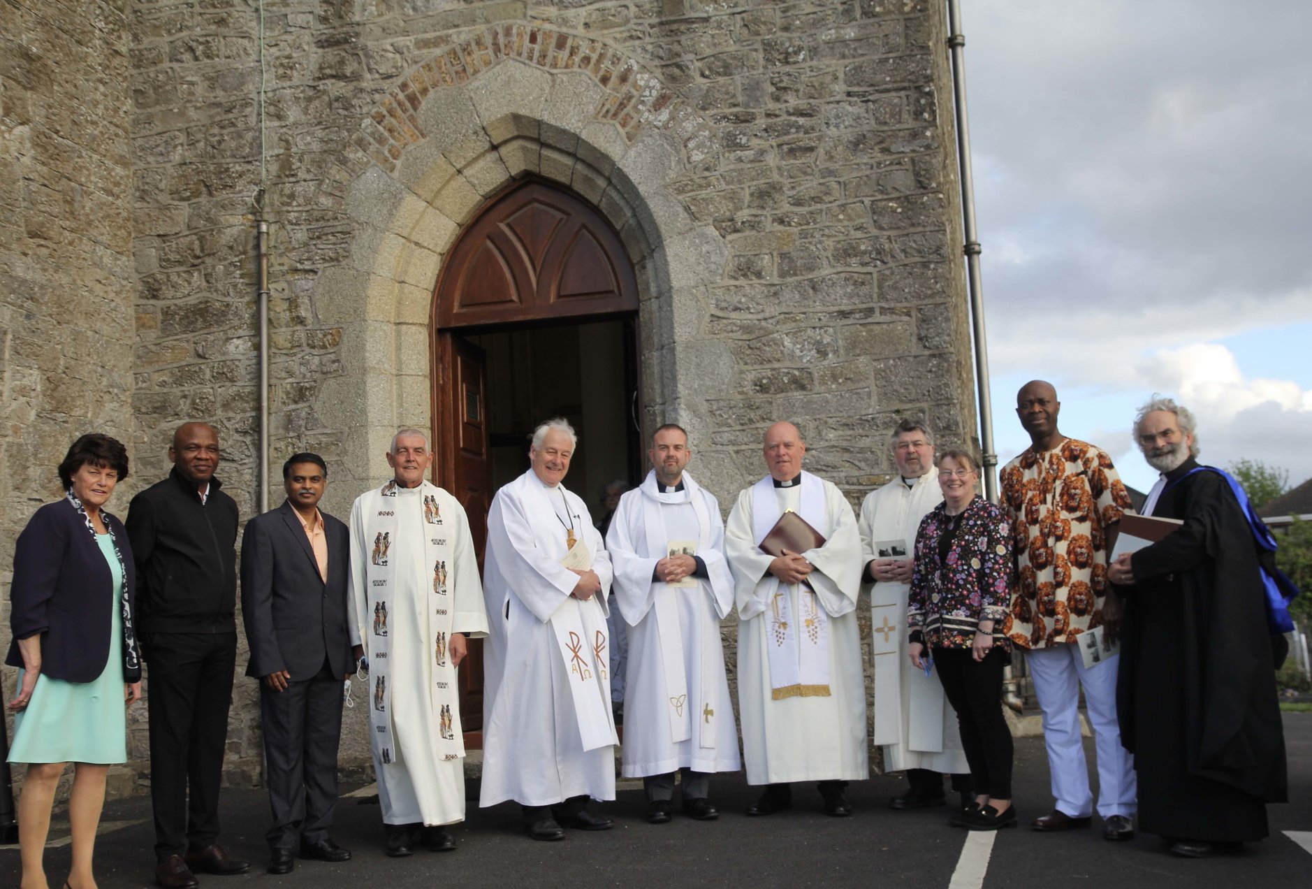 The new rector with Archbishop Michael Jackson and visiting clergy and the church wardens.