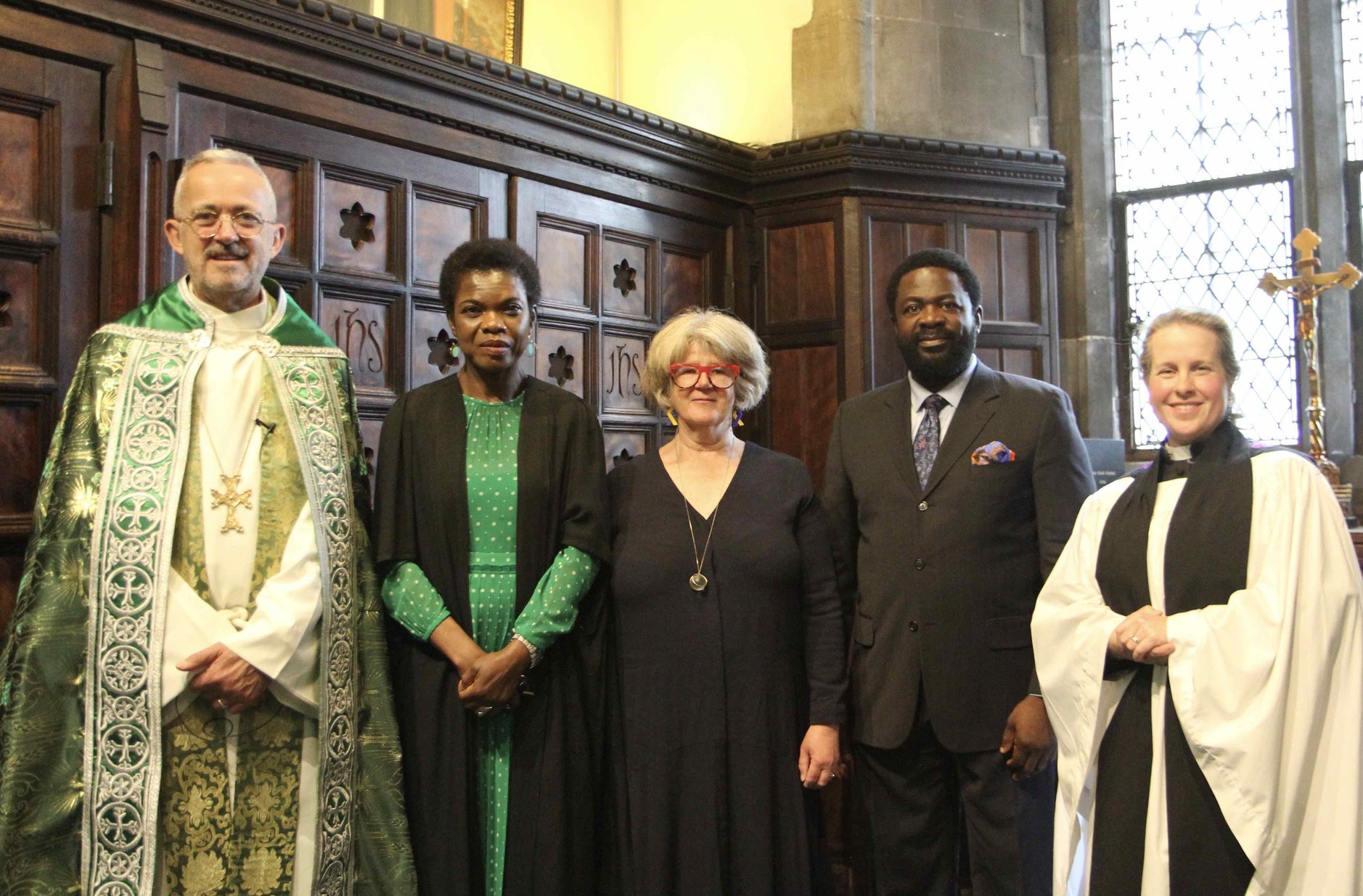 Dean Dermot Dunne, Dr Ebun Joseph, Dr Veronica Crosbie, Pastor Dare Adetuberu and the Revd Abigail Sines.