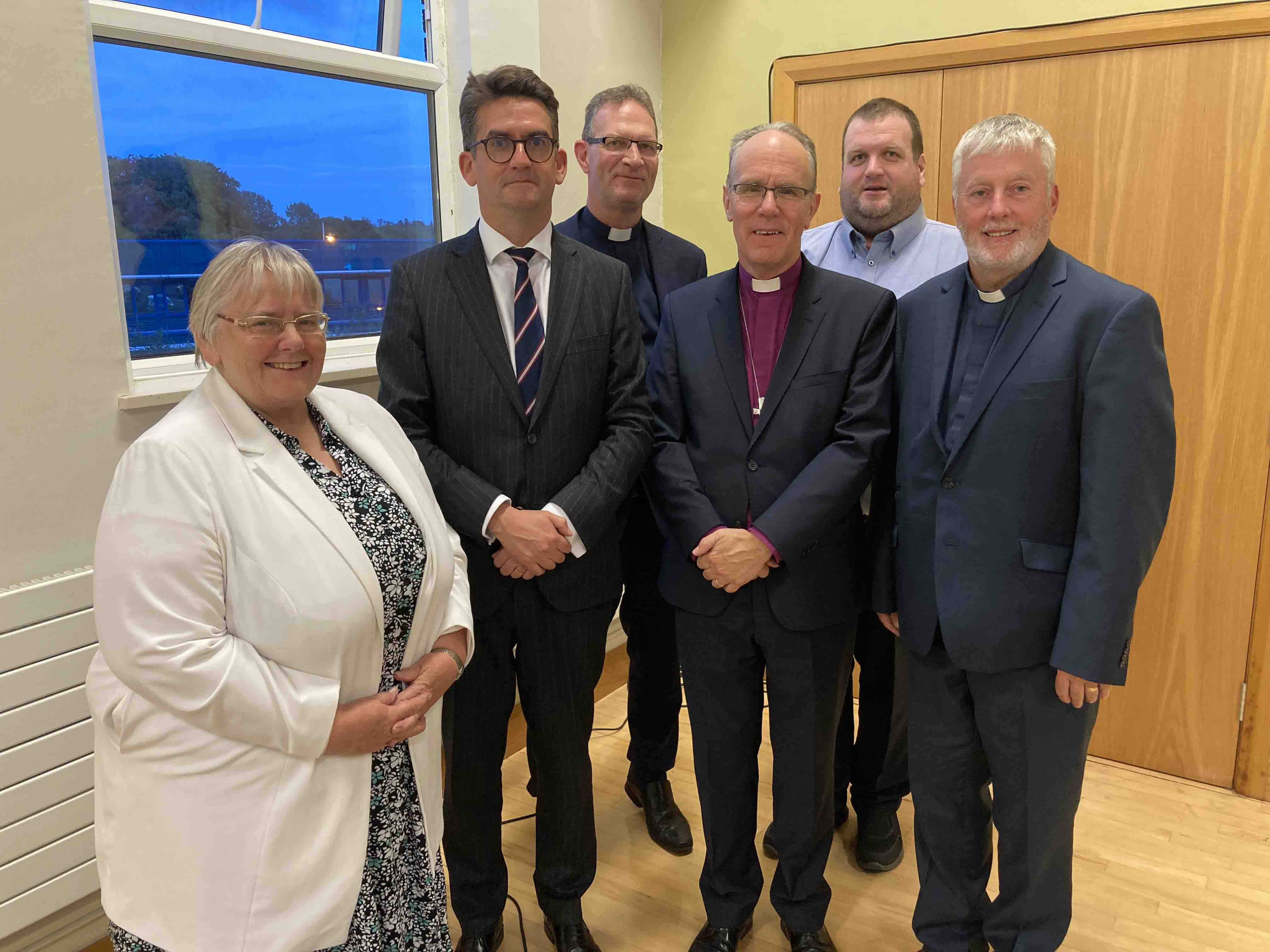 Taking part in the Clogher Diocesan Synod were (from left): Mrs Rosemary Barton, Honorary Secretary of Diocesan Synod; Mr Adrian Colmer KC, Assessor; Dean Kenneth Hall; Bishop Ian Ellis; Mr Glenn Moore, Diocesan Secretary; and Archdeacon Brian Harper.