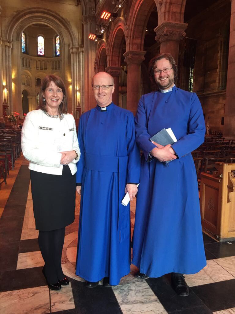 Canon Stephen Fielding, centre, with his wife Julia and Dean's Vicar, the Rev Canon Mark Niblock.
