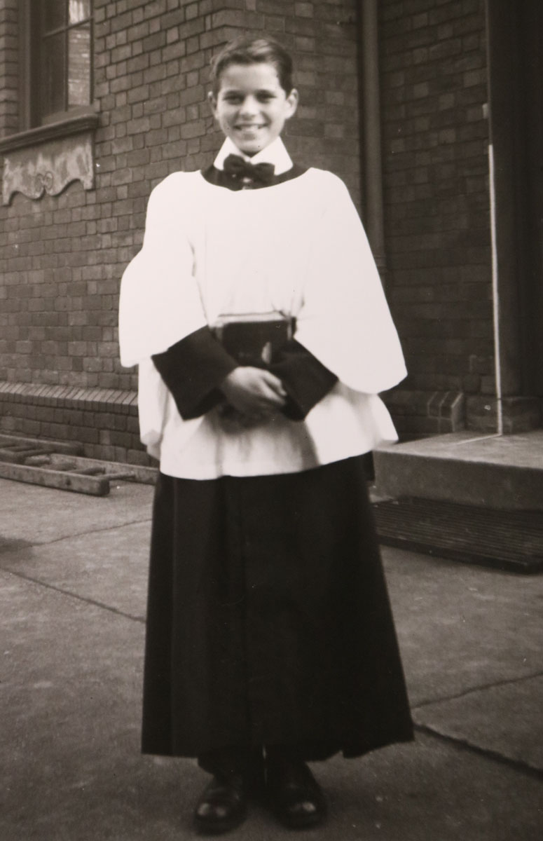 David pictured when he was a boy chorister at the Cathedral.