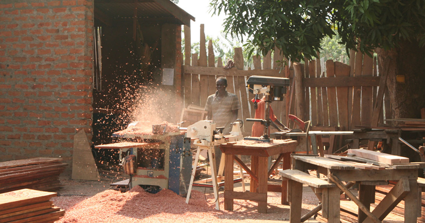 Carpentry classes at the Yei Vocational Training Centre pictured by the Connor team which visited in 2010.