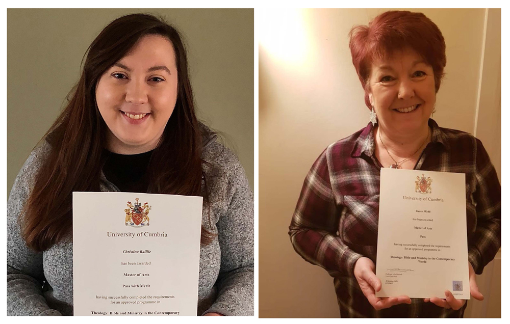 Connor Development Team members Christina Baillie, Youth Officer (left), and Karen Webb, Church Army Evangelist, with their Degrees.