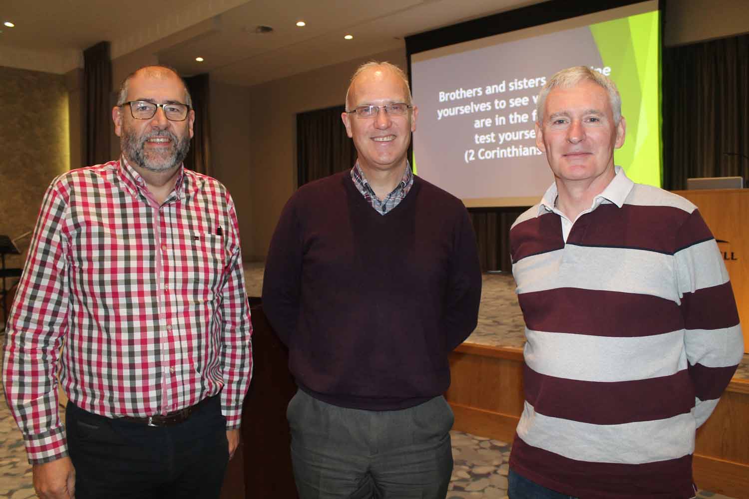 From left: The Bishop of Connor, the Rt Rev George Davison; Dr Maurice Elliott who led the Connor Clergy Conference Bible study and the Very Rev Sam Wright, Dean of Connor.