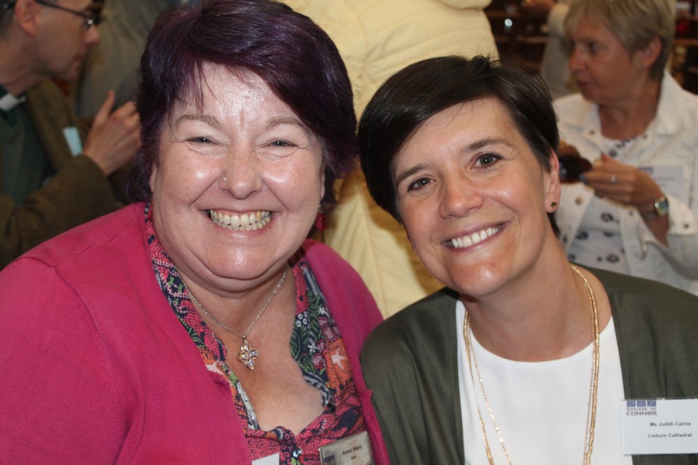 Karen Webb (North Belfast Centre of Mission) and Judith Cairns (Lisburn Cathedral) at Connor Diocesan Synod.
