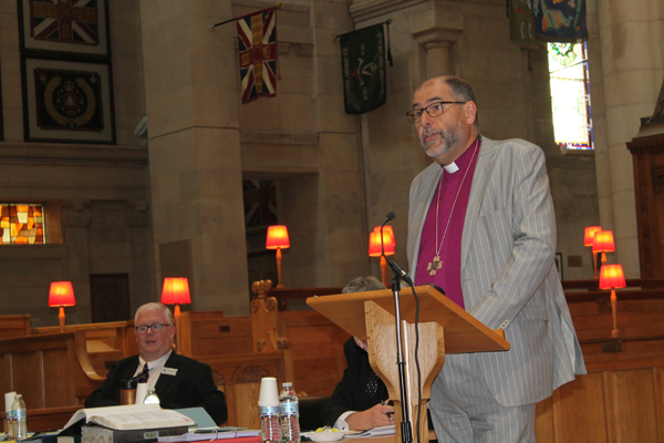 Bishop George Davison delivers his Presidential Address at Diocesan Synod in Belfast Cathedral on Thursday, 16th June.