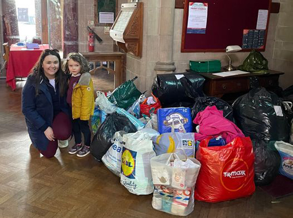 Clare and Anna, who brought generous donations from the staff at TKMaxx, Belfast, and brought them to St Peter's, on the Antrim Road for onward delivery.