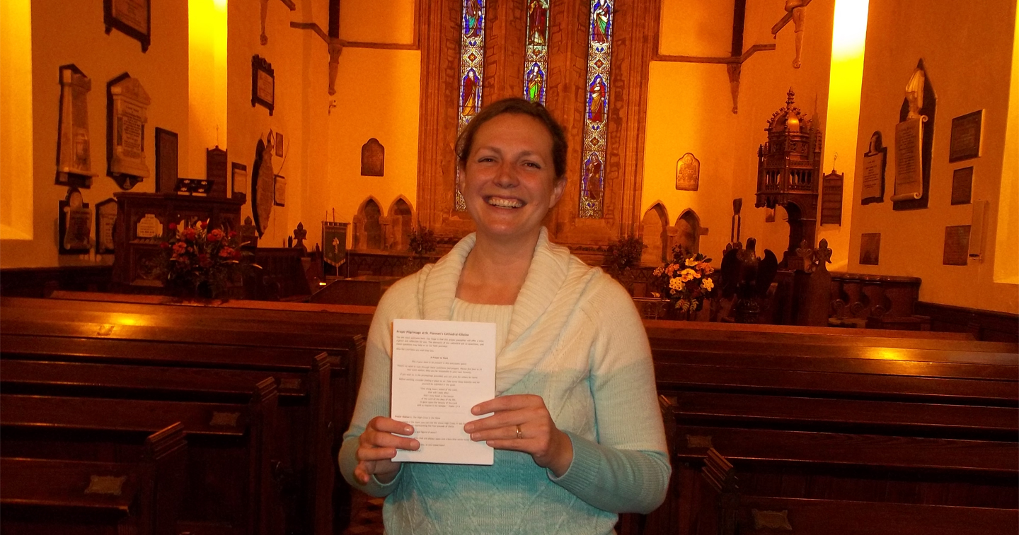 Jessica Brown with her prayer and pilgrimage booklet.