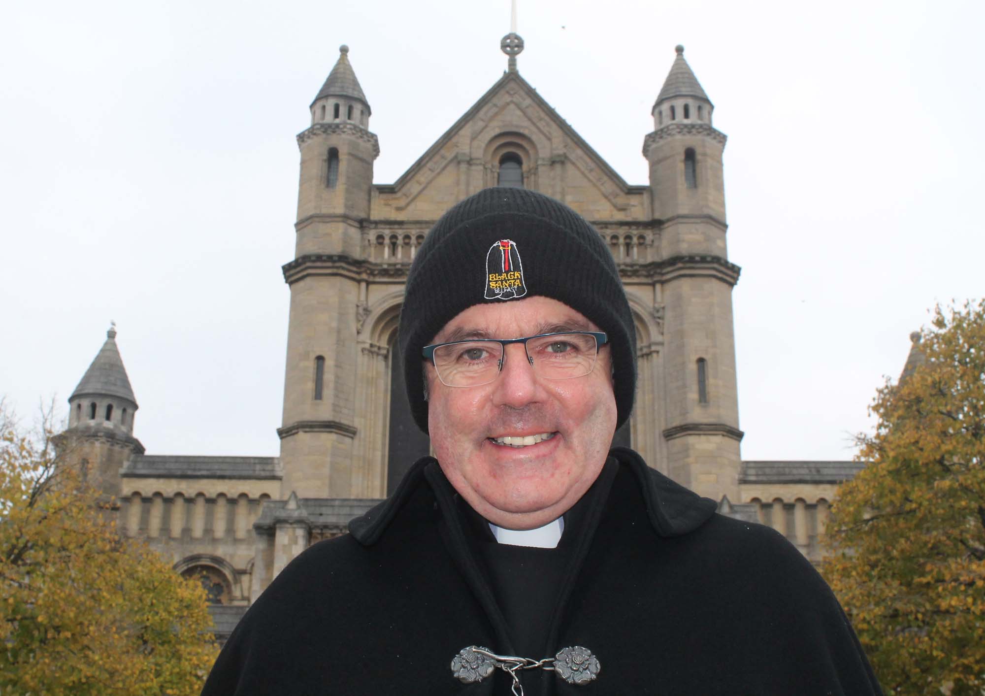 Black Santa, Dean Stephen Forde, will do a special sit-out for Ukraine each Wednesday afternoon during Lent.