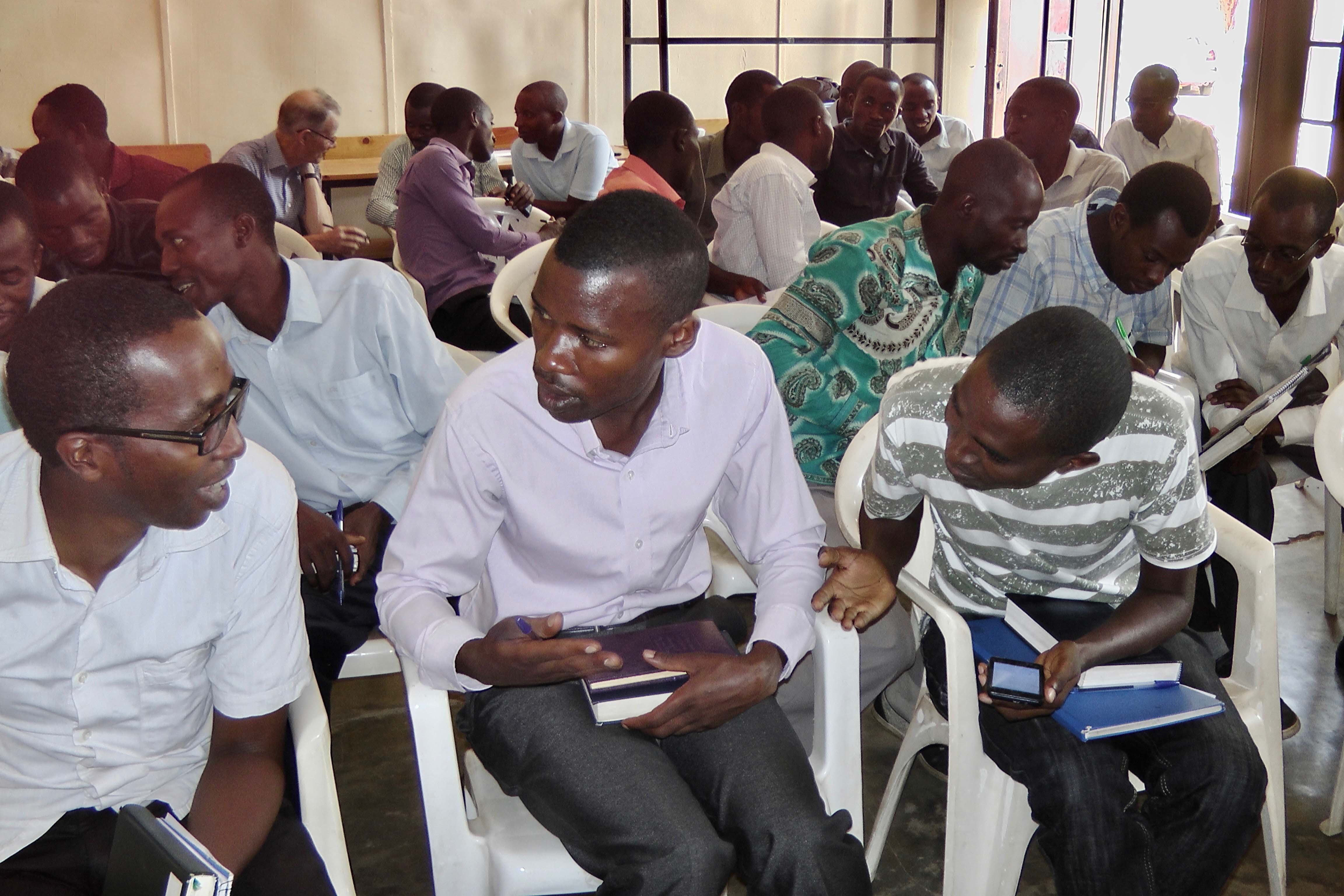 Students in discussion at Bujumbura Christian University. Photo (c) CMS Ireland