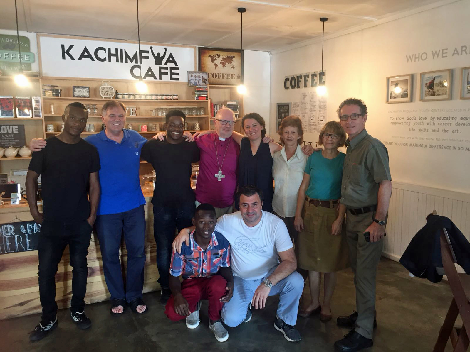 Archbishop Clarke with staff and friends of Kachimfwa after he blessed their work and their premises. Photo (c) CMS Ireland