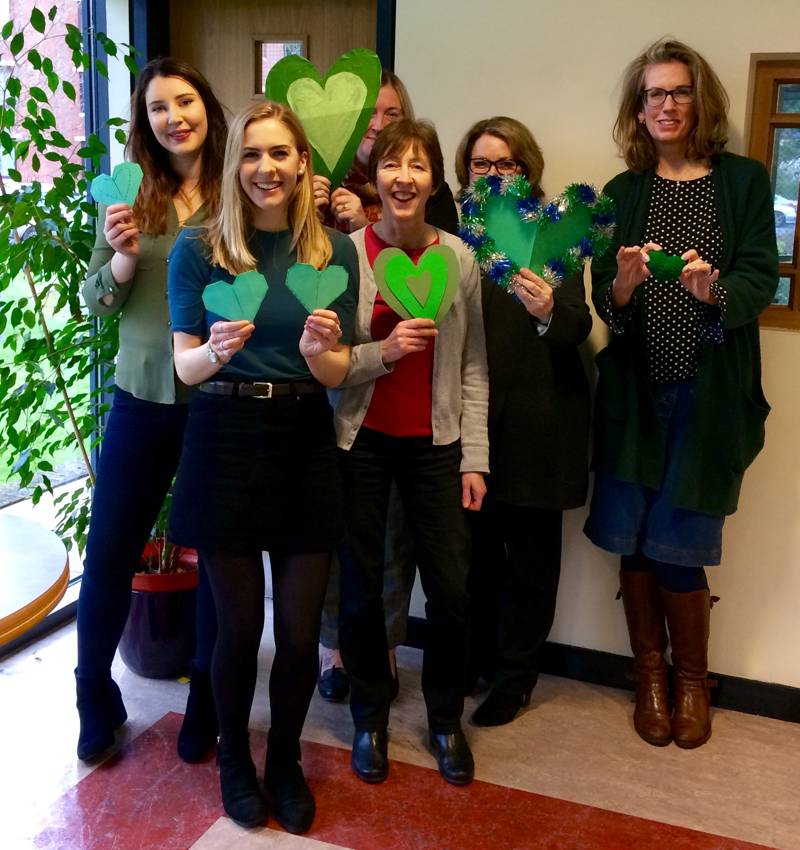 Church House staff with their Green Hearts for 'Share the Love'