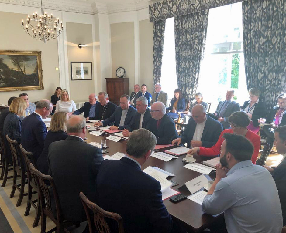 Church Leaders meeting with the Secretary of State, An Tánaiste, and political party leaders at Stormont last week.